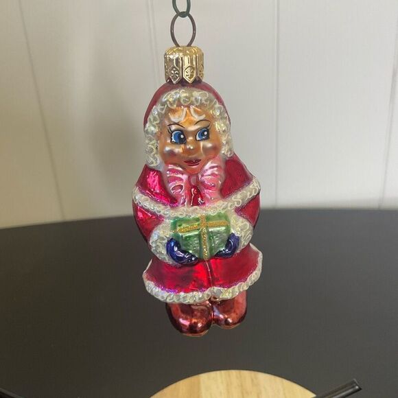 Old World Christmas Glass Ornament 2 Sided  Santa & Mrs Claus Red 3.5" Tall - Picture 4 of 7